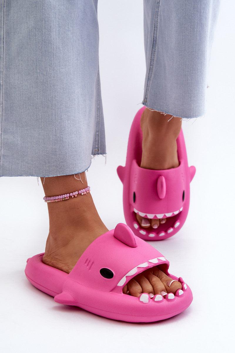 Fuchsia Pink Shark Slides