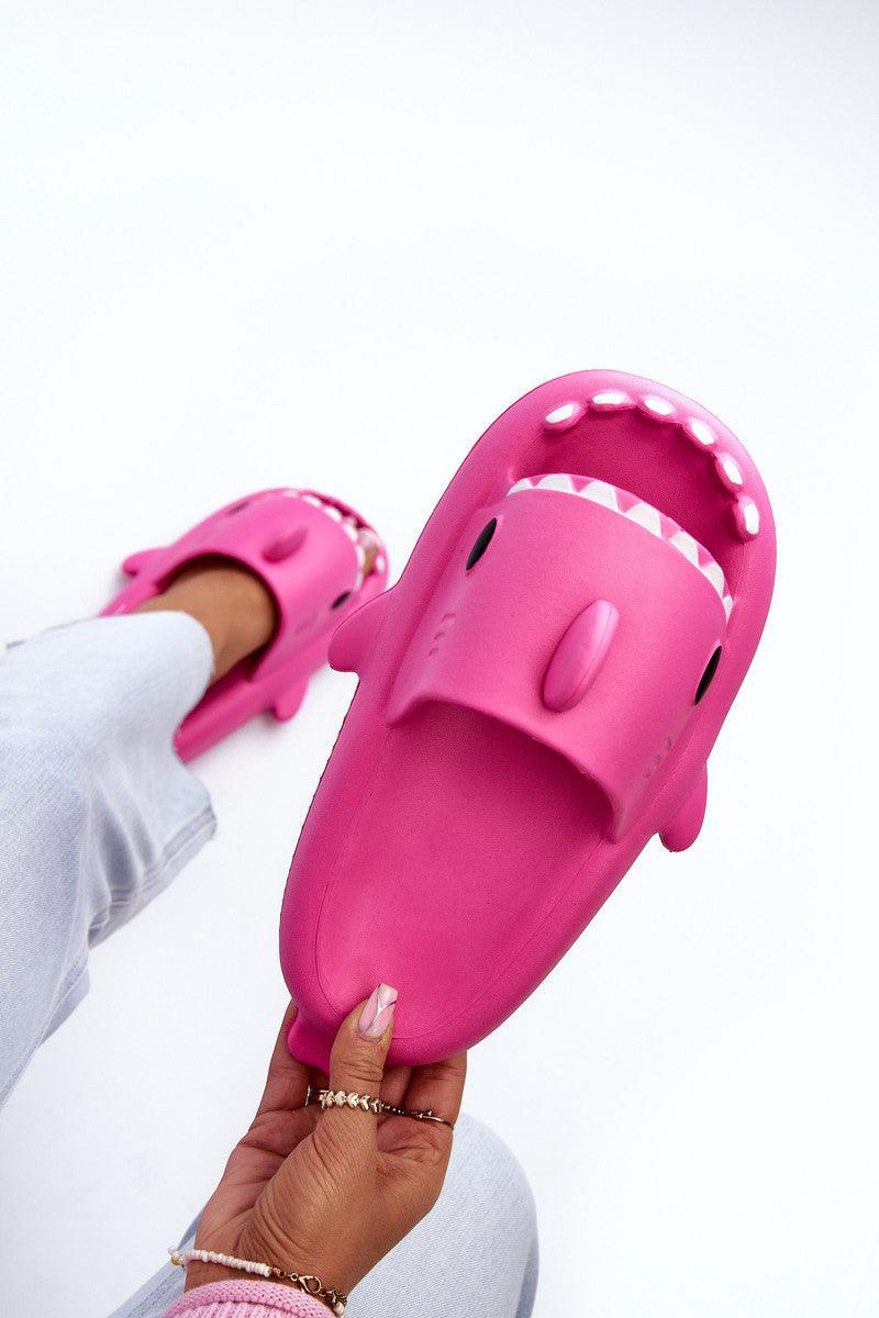 Fuchsia Pink Shark Slides