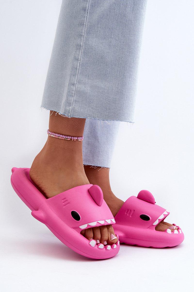 Fuchsia Pink Shark Slides