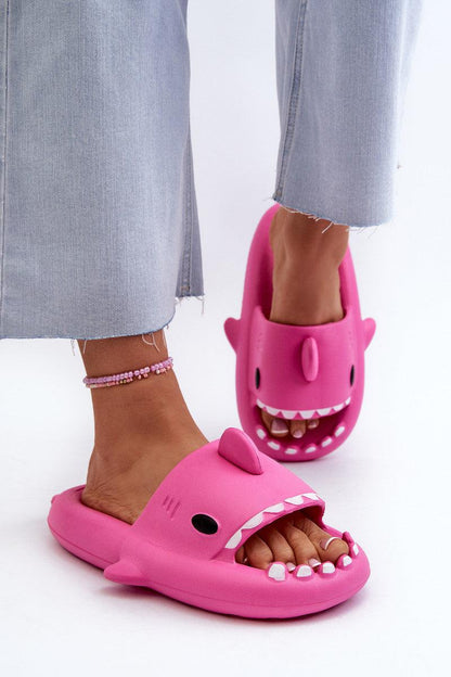 Fuchsia Pink Shark Slides